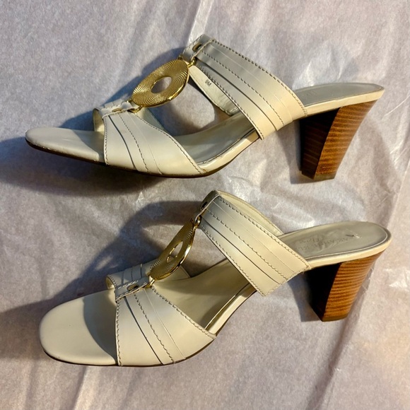 Anne Klein Cream Sandals with Gold Accent - Picture 8 of 16